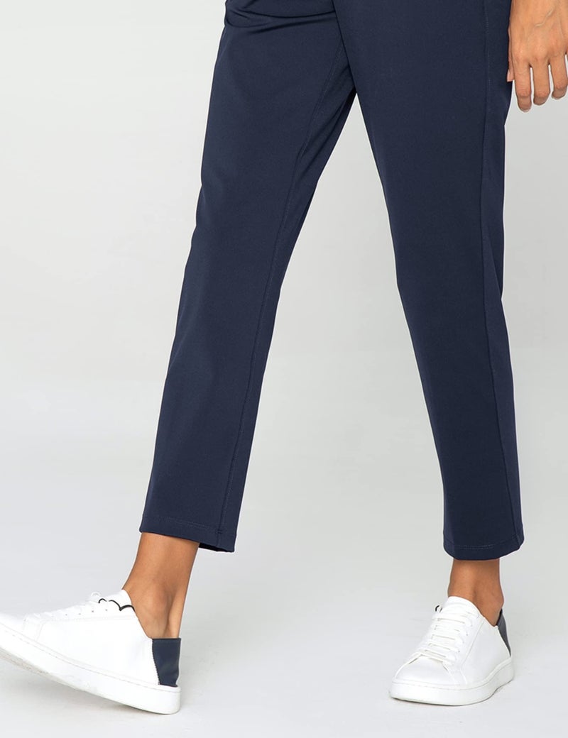 AJISAI 7/8 Joggers Travel Pants with Pockets Lounge Casual Stretch Workout Pants for Women Dark Blue 27 "" L - Image 4